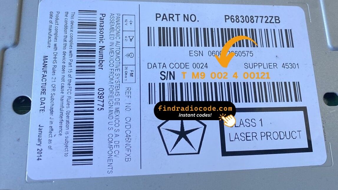 Chrysler Uconnect 8.4 RB5
 anti theft unlock using serial number